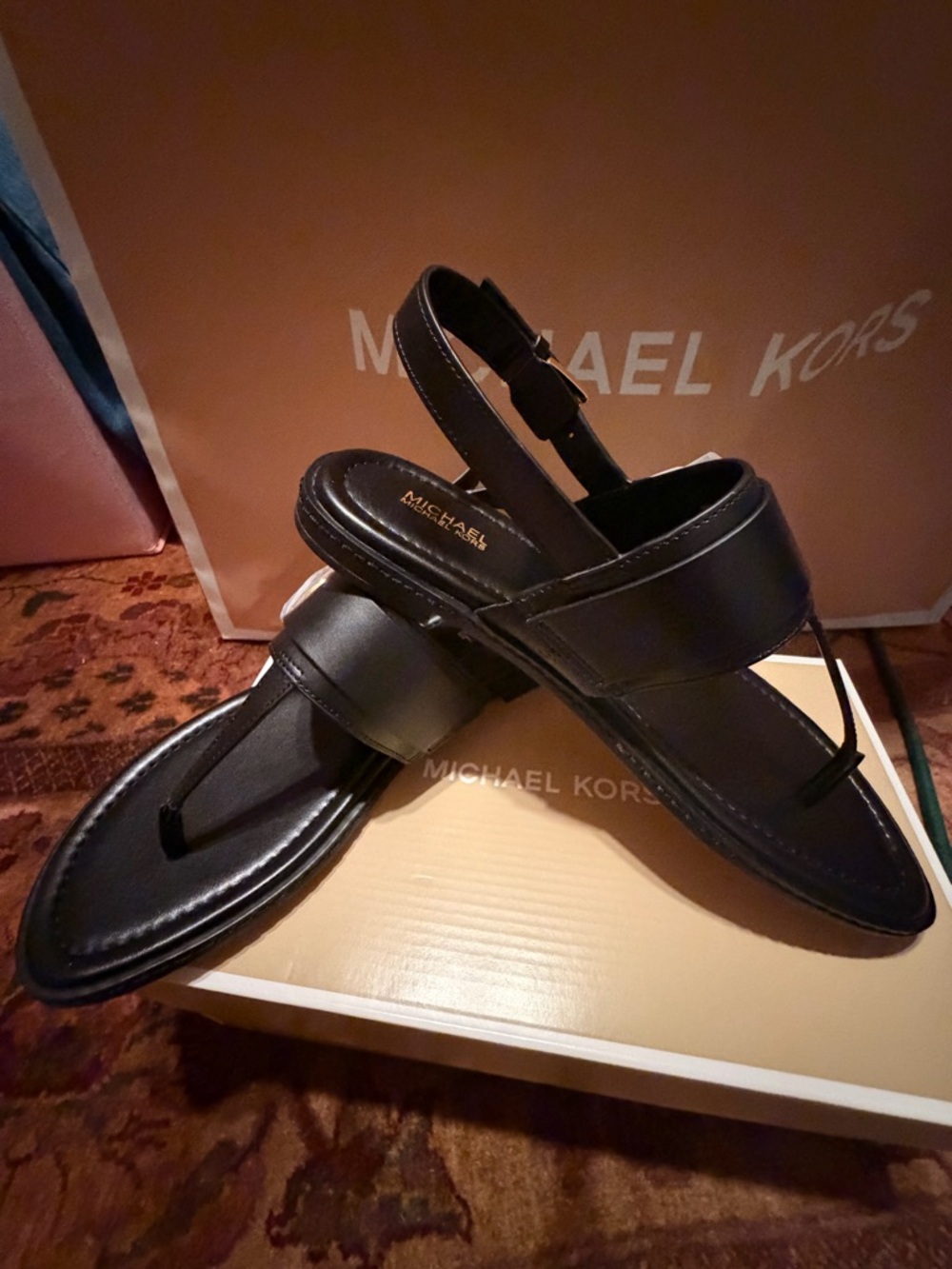 Michael Kors  Black Leather Slingback Sandals